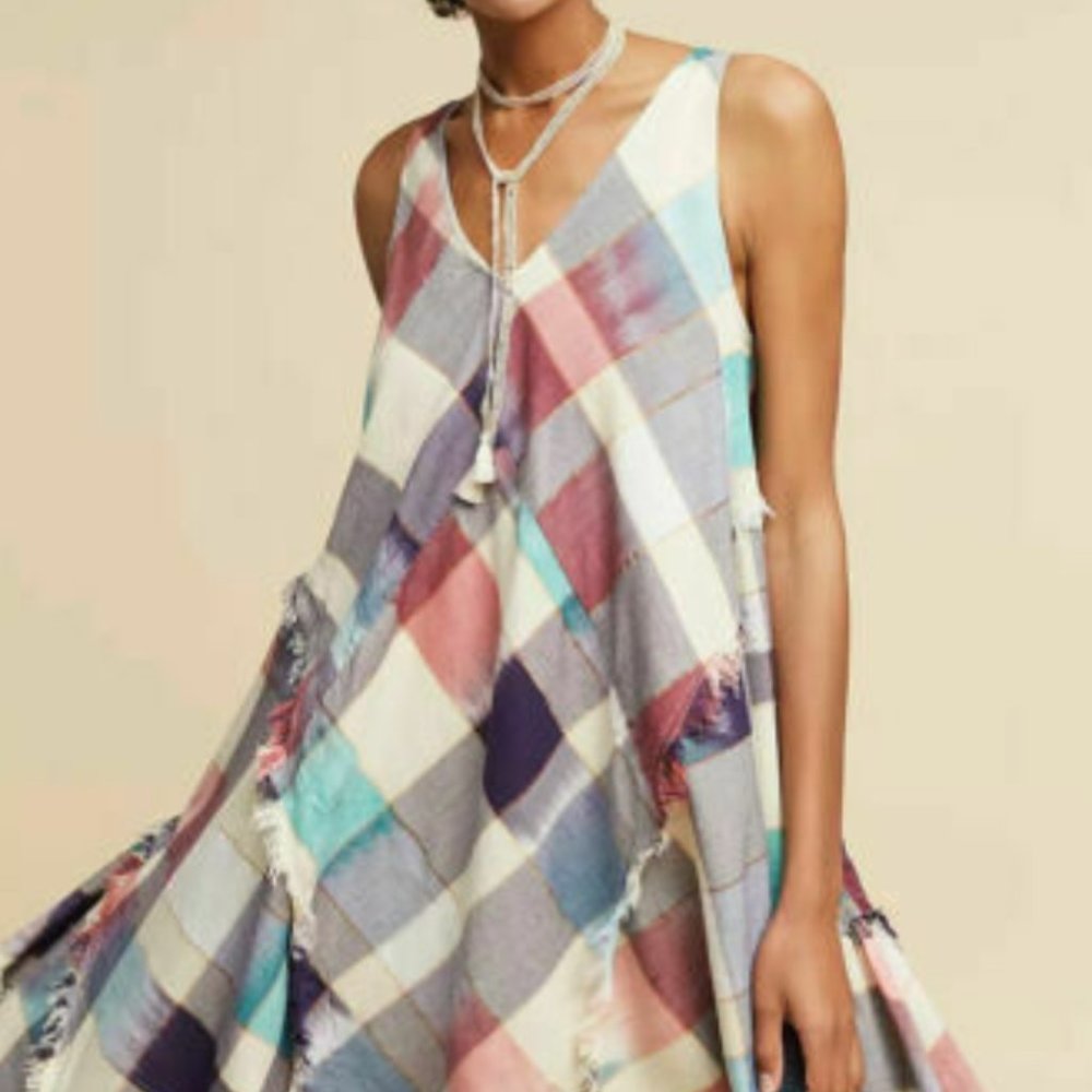 *Anthropologie* Plaid Scarf Asymmetrical Twirl Dress - XS
